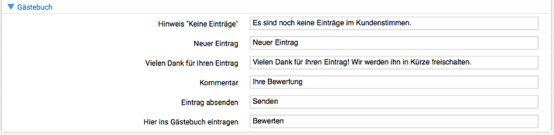 Textvorgaben anpassen