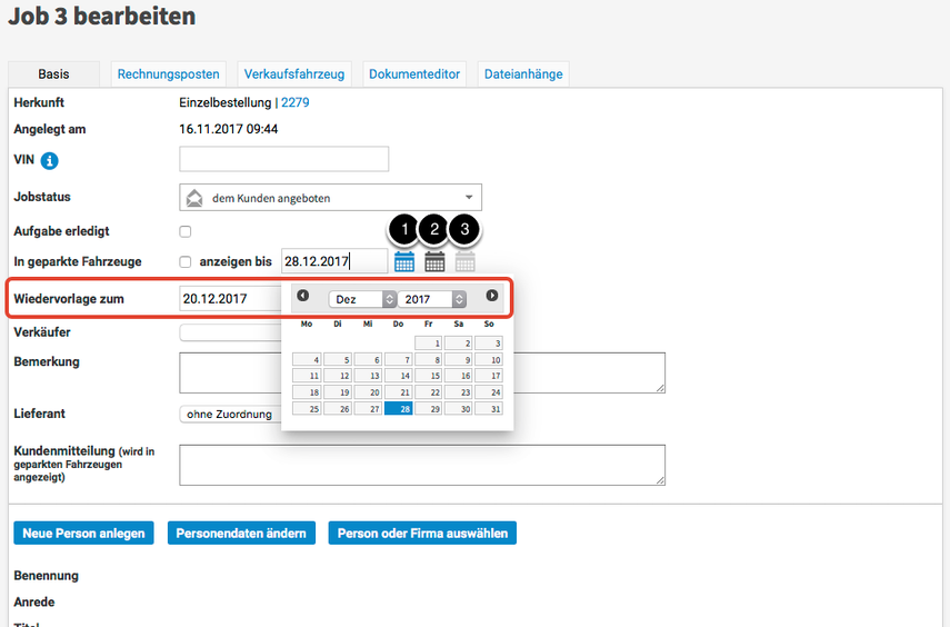 Wiedervorlagen bearbeiten