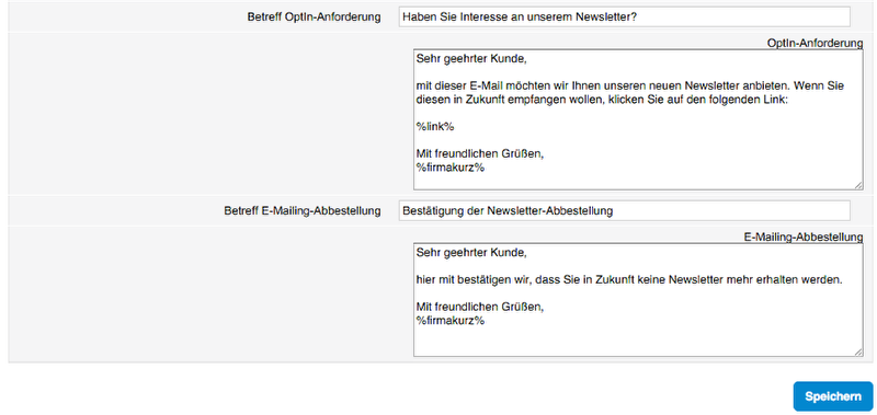 E-Mailing-An- und Abmeldungstexte
