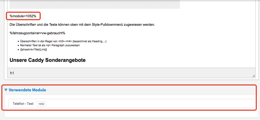Module direkt aufrufen