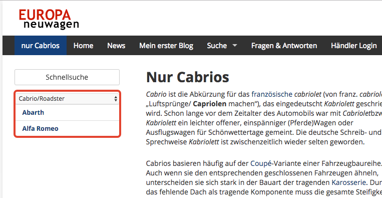 Modulbeispiel Cabrios