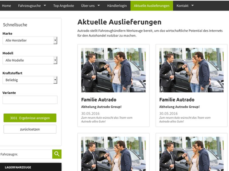 Layout einer Auslieferungsseite