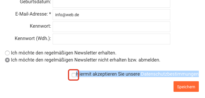 Datenschutzbestimmungen verpflichtend anerkennen
