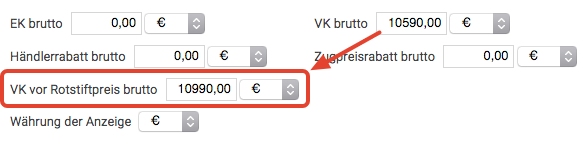 Rotstiftpreise beim Fahrzeug