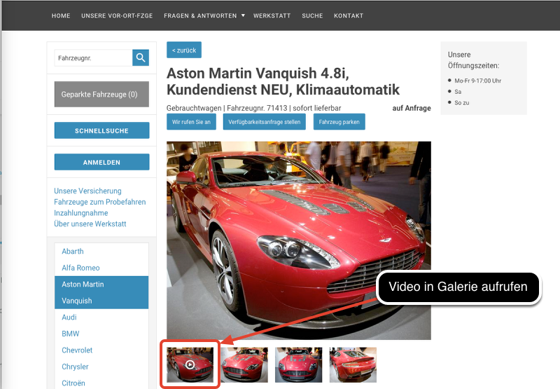 Video in der Endkundenansicht