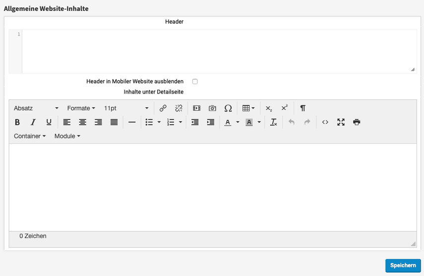 Allgemeine Website-Inhalte