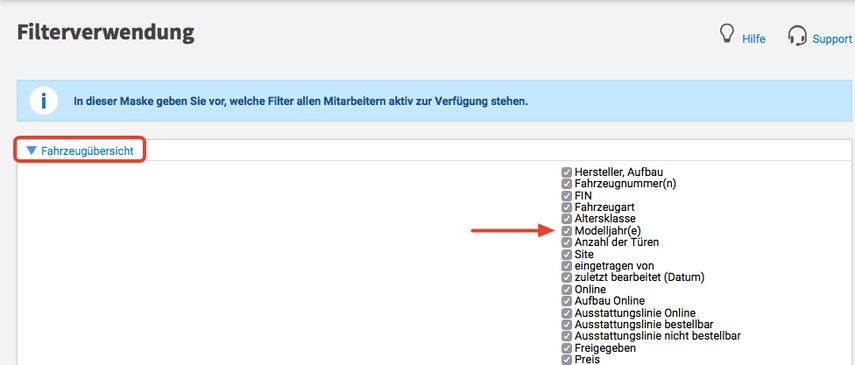 Filter verwalten und nicht benötigte Filterkriterien ausblenden