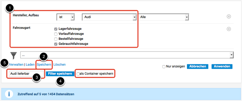 Filter speichern und später wieder verwenden