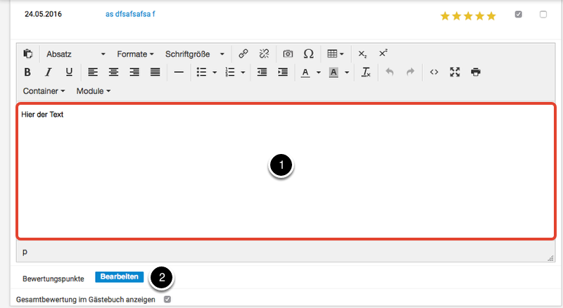 Seite und Einträge gestalten