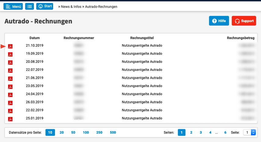 Rechnungen einsehen und ausdrucken