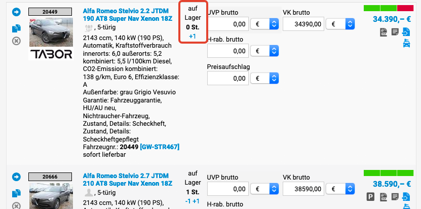 Sofort lieferbare Fahrzeuge, wenn Fahrzeuganzahl = 0