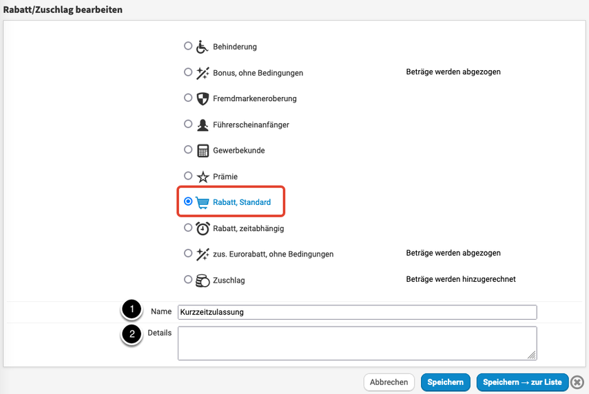 Preisrabatte bearbeiten