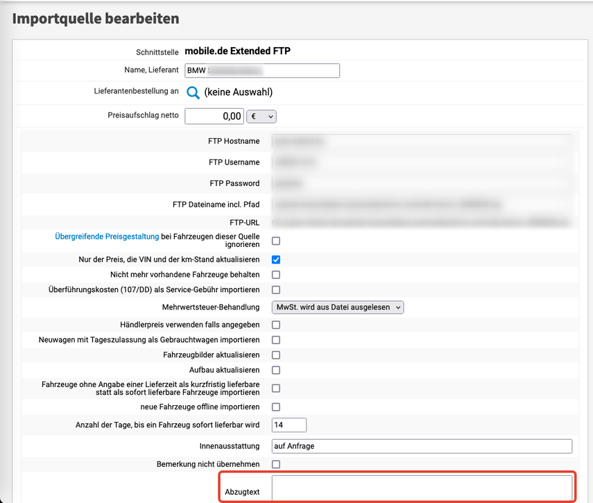 Importquelle bearbeiten (am Beispiel der mobile Datensicherung)