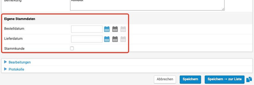 Eigene Felder zuweisen