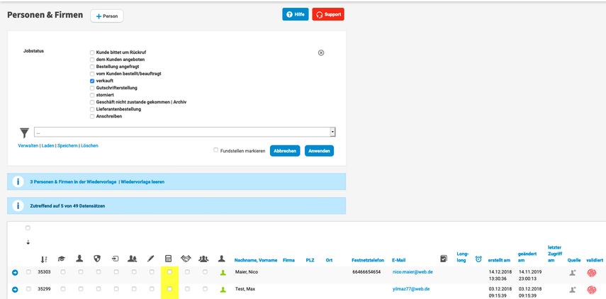 Kunden anschreiben und Bewertungsaufforderung versenden